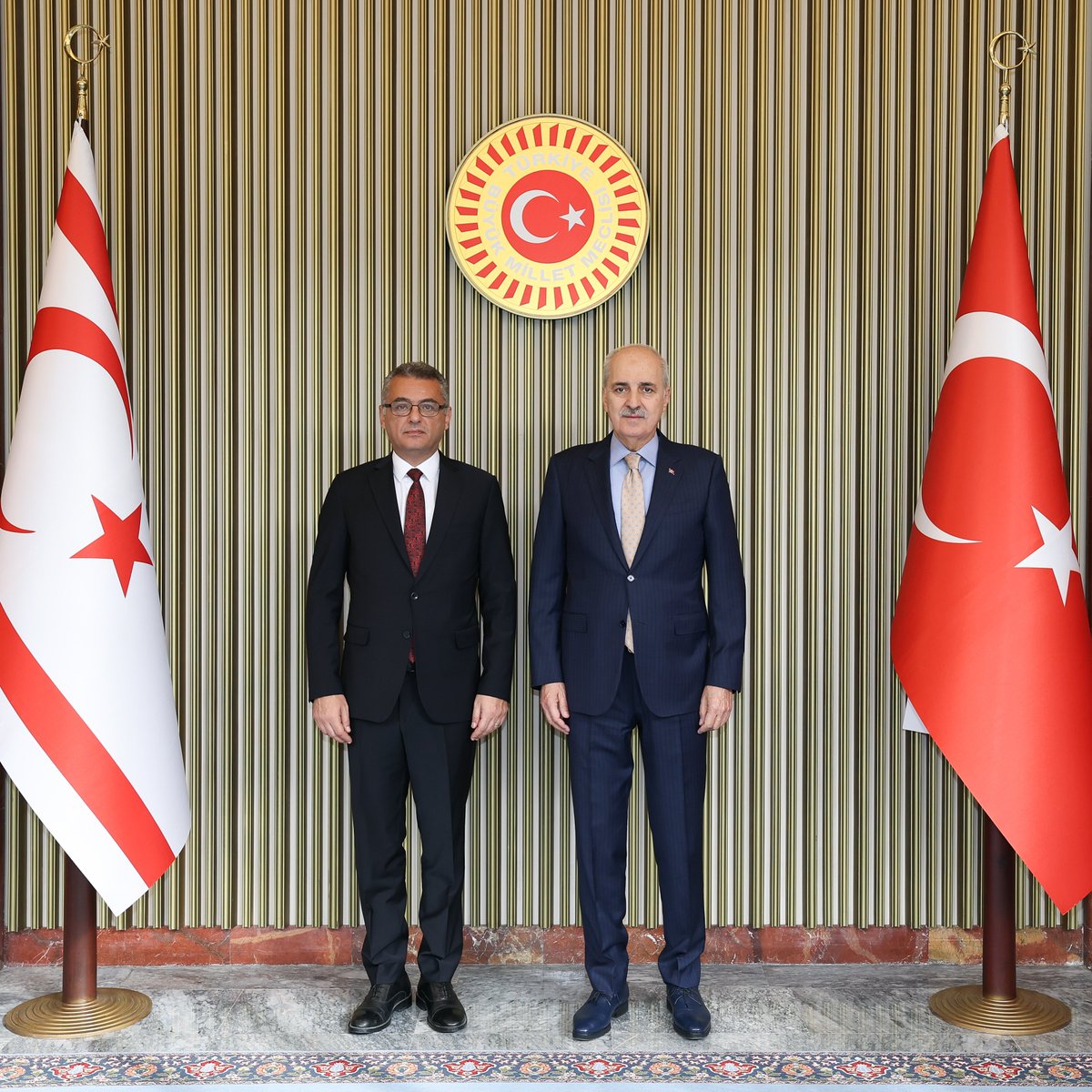 TBMM Başkanı Kurtulmuş, KKTC Cumhurbaşkanı Erhürman ile Görüştü : 'Yan Yana ve Kol Kolayız'