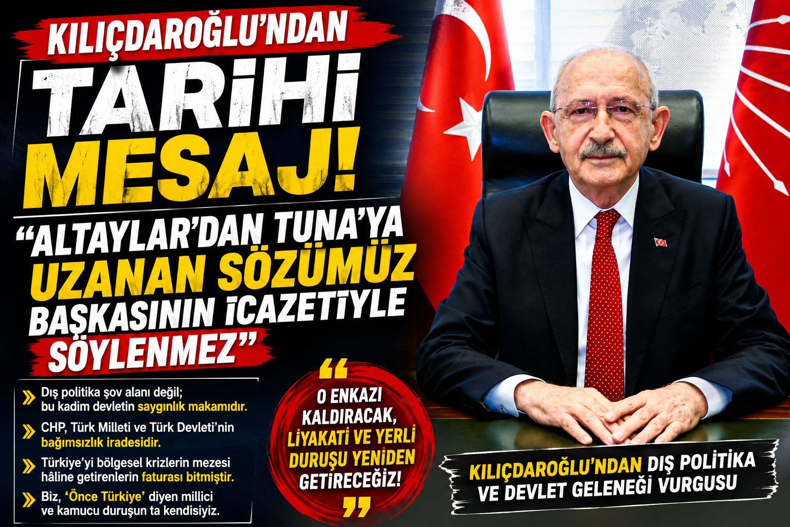 Kılıçdaroğlu: 'Altaylar'dan Tuna'ya Uzanan Sözümüz Başkasının İcazetiyle Söylenmez'