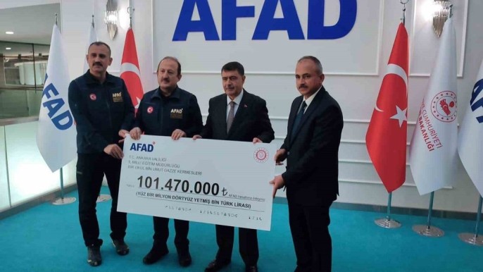 Ankara'daki okullarda Gazze İçin Düzenlenen Kermesten Elde Edilen Gelir AFAD'a Filistin Gazze Yardım Kampanyasına 101 Milyon TL Bağış